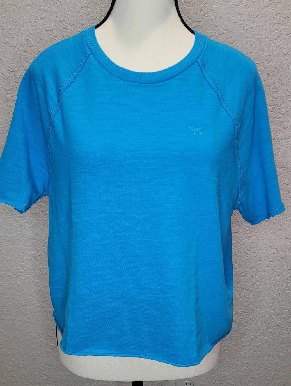 Victoria's Secret PINK Short Sleeve Blue Crewneck Crop Top